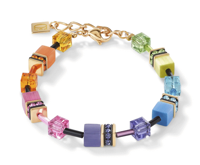 Coeur de Lion GeoCUBE® Bracelet Multicolour Rainbow Gold 2838/30-1573