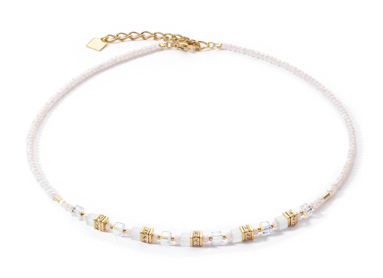 Coeur de Lion Mini Cubes Necklace Gold White 4565/10-1416