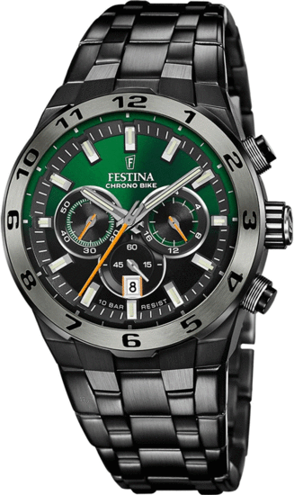 FESTINA MEN'S GREEN CHRONO BIKE STAINLESS STEEL WATCH BRACELET 20673/2