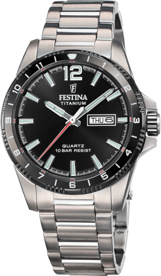 FESTINA MEN'S BLACK TITANIUM WATCH BRACELET 20698/4