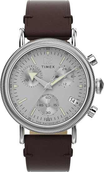 TIMEX WATERBURY COIN EDGE CHRONO 40mm 40 LEATHER WATCH TW2W20800