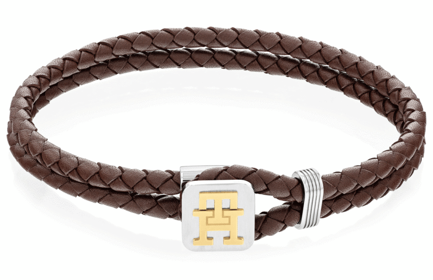 TOMMY HILFIGER TH MONOGRAM BROWN LEATHER BRACELET 2790532