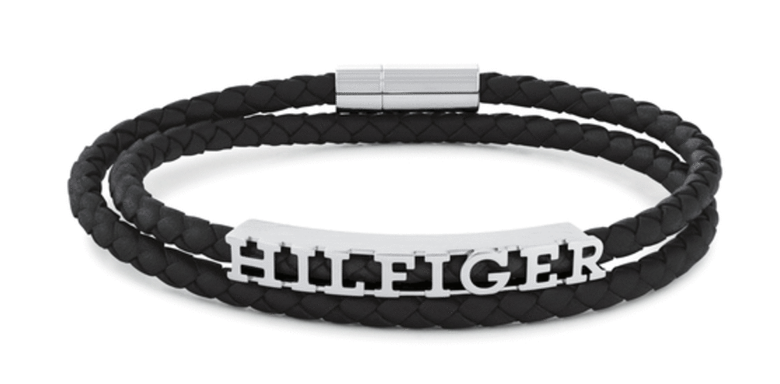 Tommy Hilfiger Black Woven Leather Bracelet 2790587